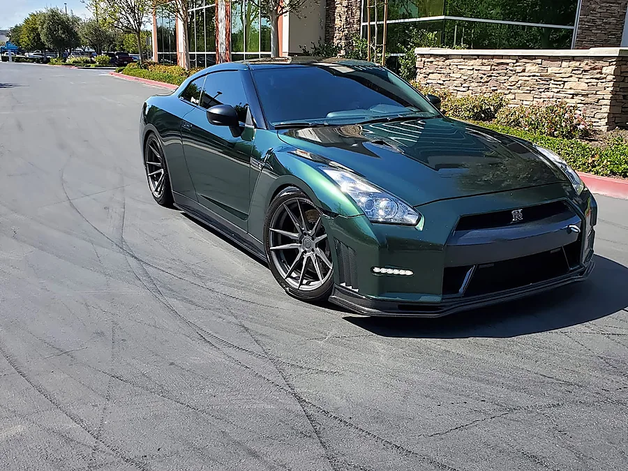 Detailed green Nissan GT-R