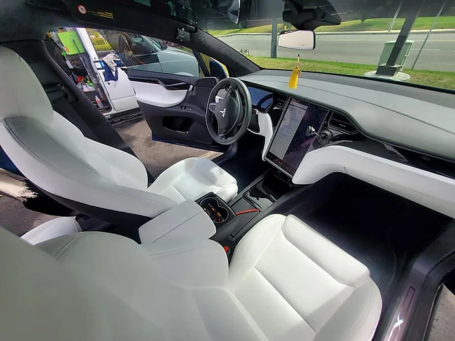 Clean white Tesla interior