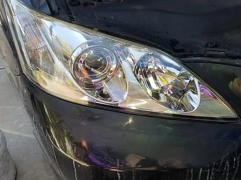 Clear headlight after restoration
