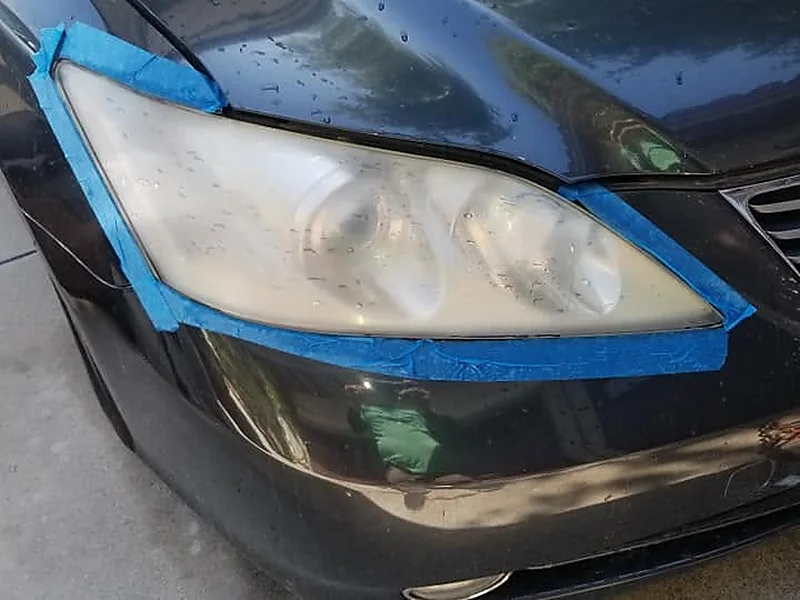 Cloudy headlight before restoration