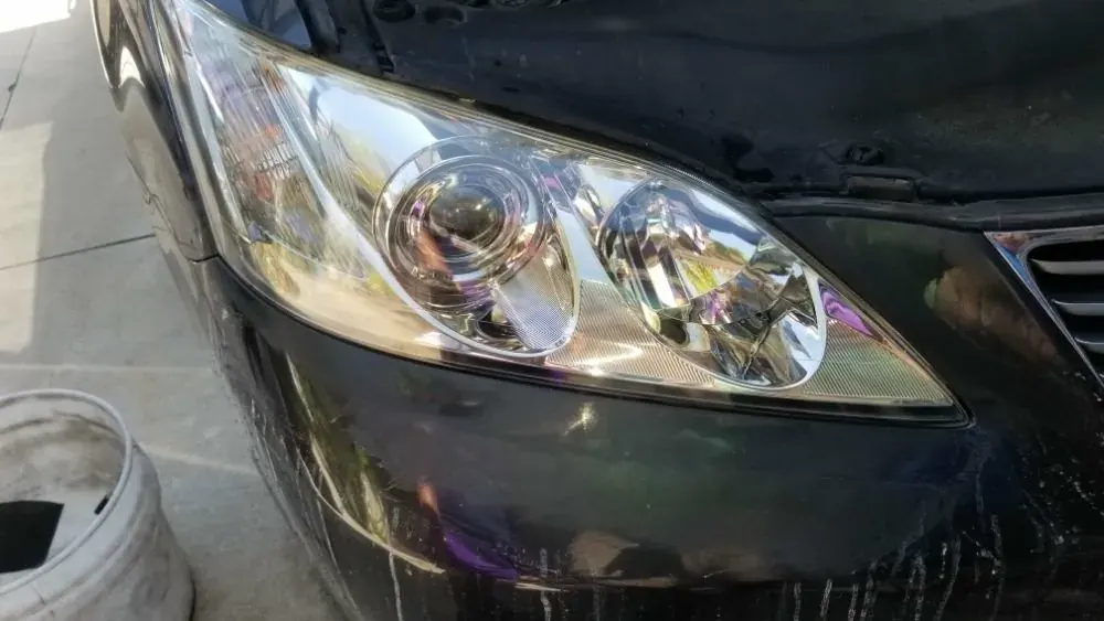 Headlight restored after detail