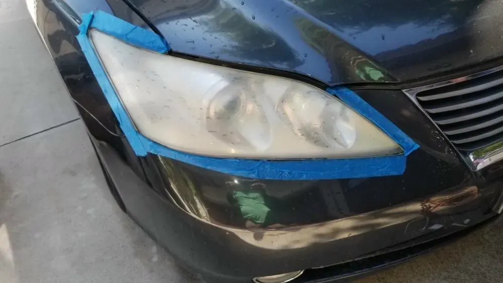 Cloudy headlight before restoration