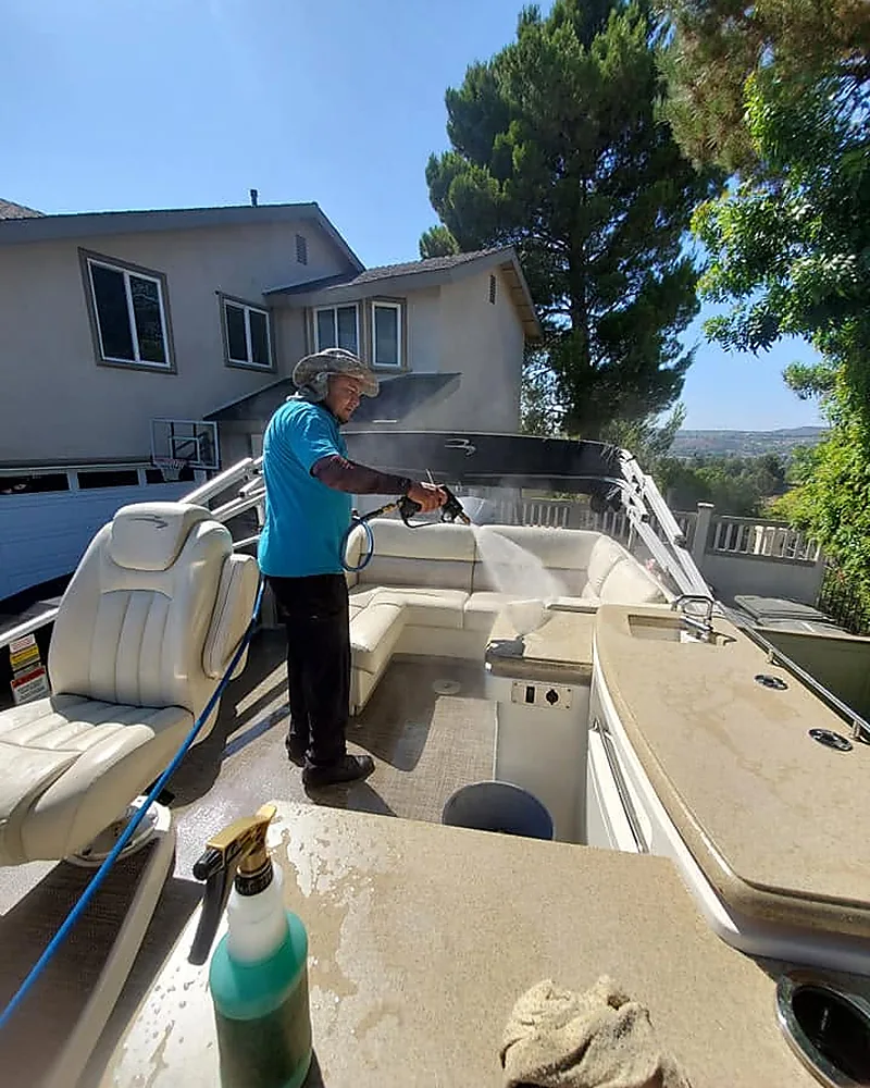 Victor Sierra working on a detailed specialty vehicle interior